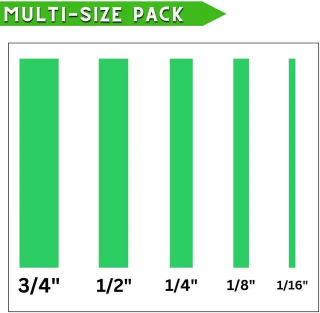 Alt view image 6 of 7 - 5 Rolls Pinstripe Tape - Masking Tape 1/16", 1/8", 1/4", 1/2", 3/4" - Thin Painters Masking Automotive Tape for DIY, Car, Auto, Paint, Art, Tumblers (Green)