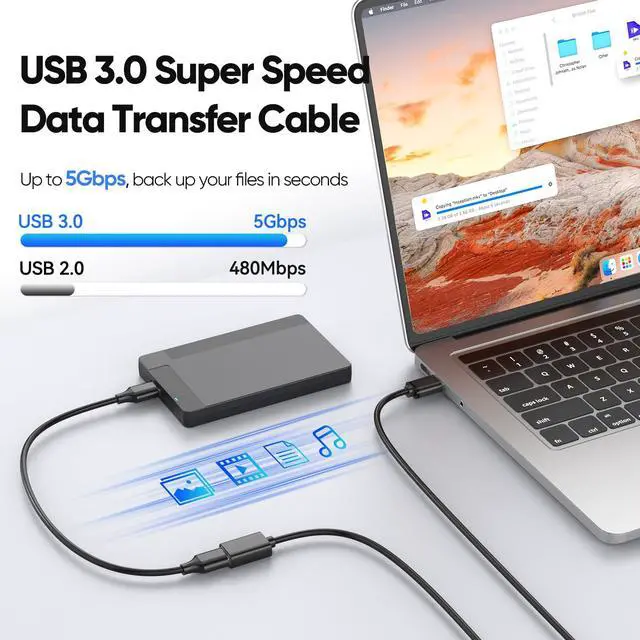 Alt view image 3 of 7 - USB Extension Cable 15 ft, Type 3.0 A Male to Female Extender Cord with 5Gbps Data Transfer & Charging, USB-A Extension Active cable for Webcam Mouse Keyboard Security Camera Printer Flash Drive