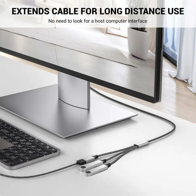 Alt view image 3 of 5 - 3.3FT USB A Male to 3 Female Extension Cable, Silver