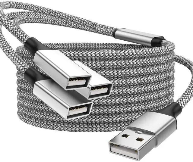 Main image of 3.3FT USB A Male to 3 Female Extension Cable, Silver