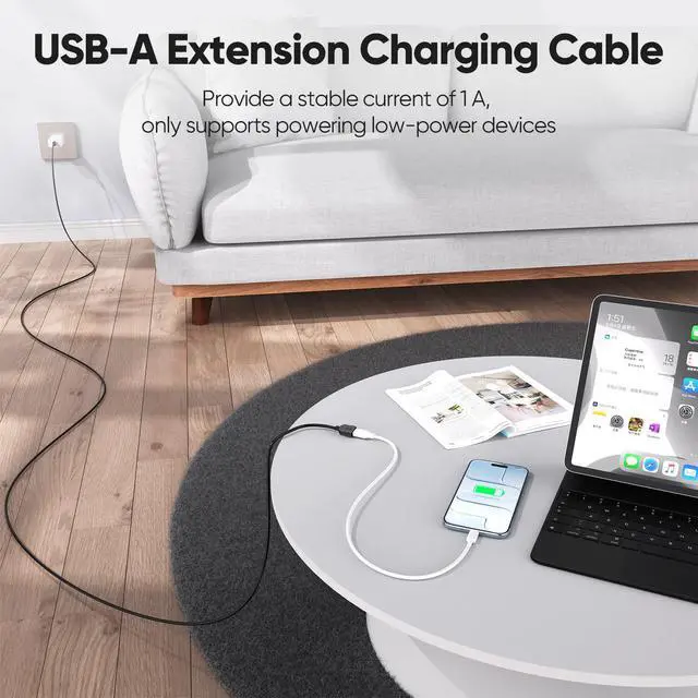 Alt view image 4 of 7 - USB Extension Cable 20 ft, Extra Long USB 3.0 Extender Cord 5Gbps Data Transfer, Type A Male to USB-A Female Extension Active Cable Compatible with Keyboard Mouse Security Camera Printer Flash Drive