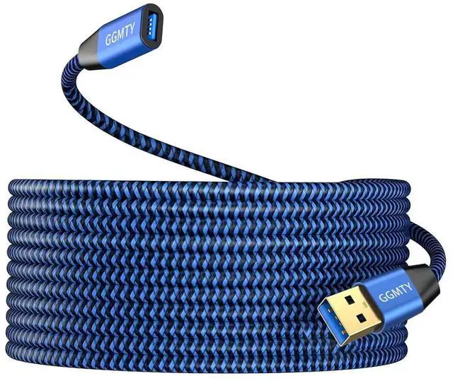 Main image of [2-Pack USB 3.0 Extension Cable 3FT, Type A Male to Female Extender Cord, 5Gbps High Speed Data with 24/28 AWG Copper, Blue-Black Braided Sync Wire for PC, TV, Flash Drive, Keyboard, Mouse