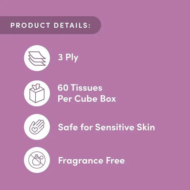 Alt view image 3 of 6 - Aware 100% Bamboo Facial Tissues, 3-Ply, FSC Certified, 12 Pack, 60 Sheets Per Box, 720 Total