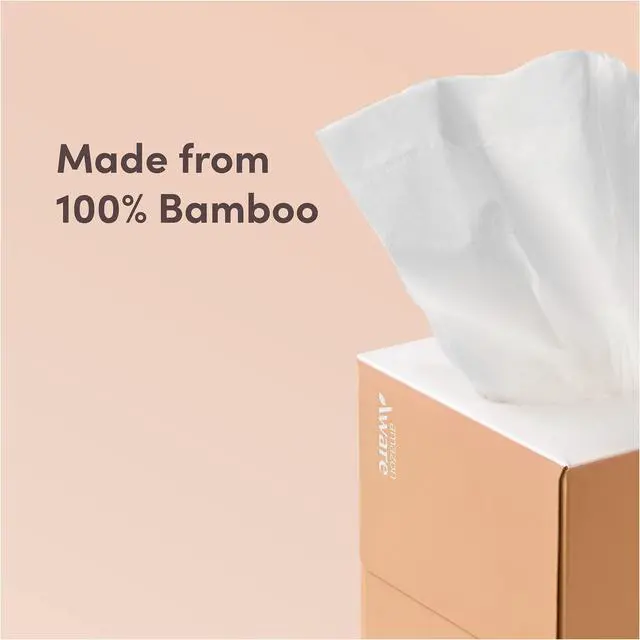 Alt view image 2 of 6 - Aware 100% Bamboo Facial Tissues, 3-Ply, FSC Certified, 12 Pack, 60 Sheets Per Box, 720 Total