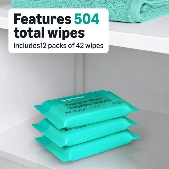 Alt view image 4 of 5 - Flushable Adult Toilet Wipes, Fragrance Free, 504 Count (12 Packs of 42), Packaging May Vary