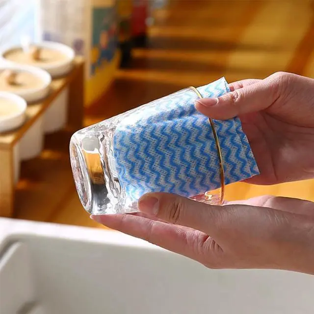 Alt view image 5 of 5 - Blue Disposable Kitchen Cleaning Towel Heavy Duty Cleaning Rags Disposable Dish Cloths 100 Count/Pack