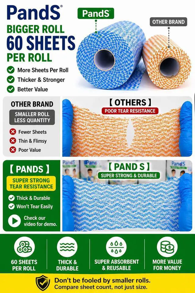 Alt view image 2 of 6 - Reusable Paper Towels Washable, 60 Cts Disposable Cleaning Dish Cloths, Multi-Purpose Kitchen Wipes Roll, Pink