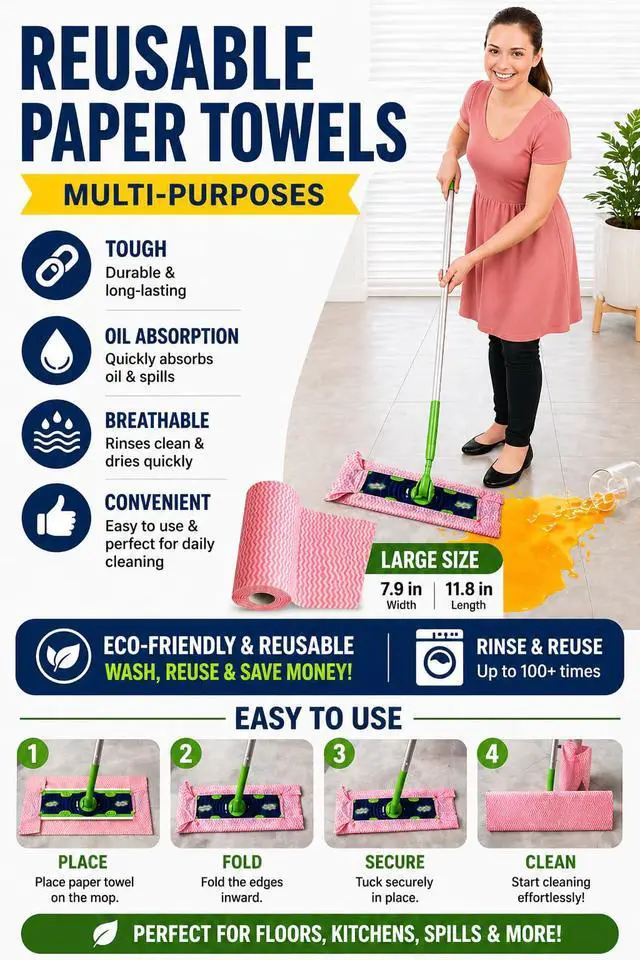 Alt view image 4 of 6 - Reusable Paper Towels Washable, 60 Cts Disposable Cleaning Dish Cloths, Multi-Purpose Kitchen Wipes Roll, Pink