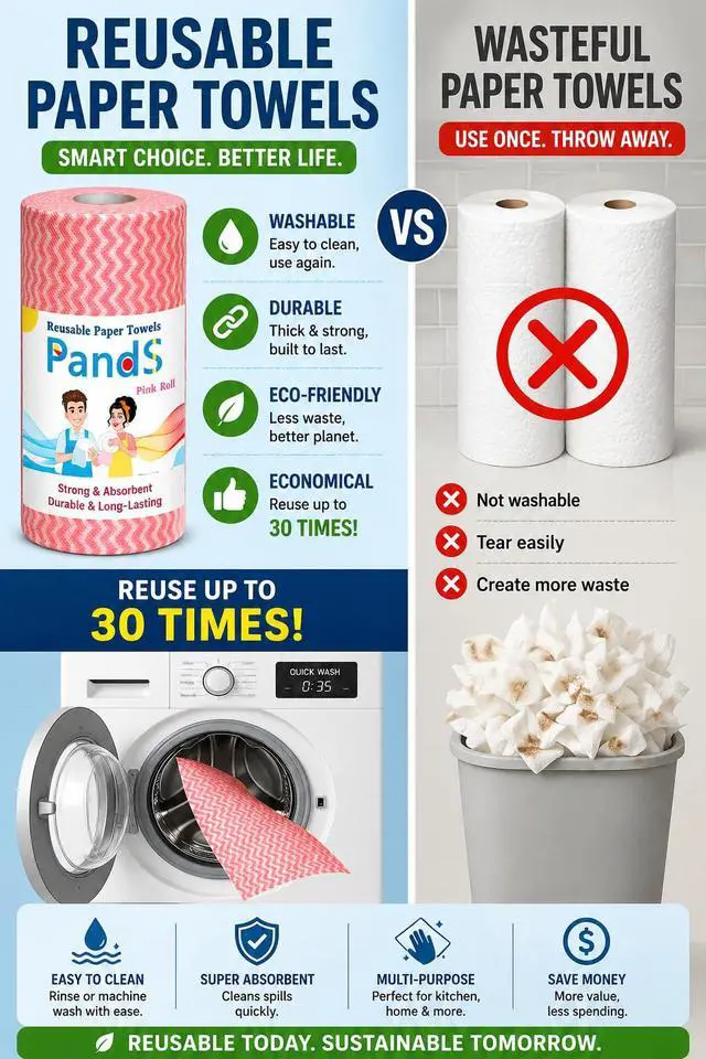 Alt view image 3 of 6 - Reusable Paper Towels Washable, 60 Cts Disposable Cleaning Dish Cloths, Multi-Purpose Kitchen Wipes Roll, Pink