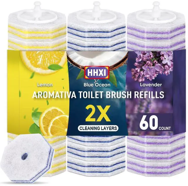 Main image of 60Ct Aromative Toilet Brush Refills, Toilet Bowl Cleaner Refills, 3 Scents