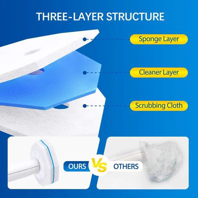 Alt view image 5 of 7 - 64 Count Disposable toilet brush head for Clorox Toilet Wand, Disposable Toilet Brush Heads, 5X Cleaning Power, Tear-Resistant, Fresh Scent
