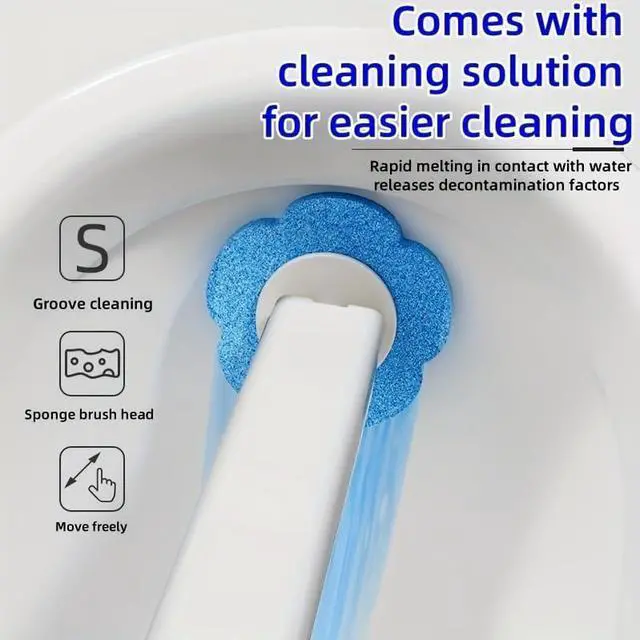 Alt view image 3 of 6 - Disposable Toilet Brush with 24 PCS Replacement Heads, Disposable Toilet Bowl Cleaner Wand, Automatic Lid Opening, Toilet Wand Kit, Disposable Toilet Brush Refills, White