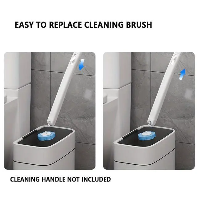 Alt view image 6 of 6 - Disposable Toilet Brush with 24 PCS Replacement Heads, Disposable Toilet Bowl Cleaner Wand, Automatic Lid Opening, Toilet Wand Kit, Disposable Toilet Brush Refills, White