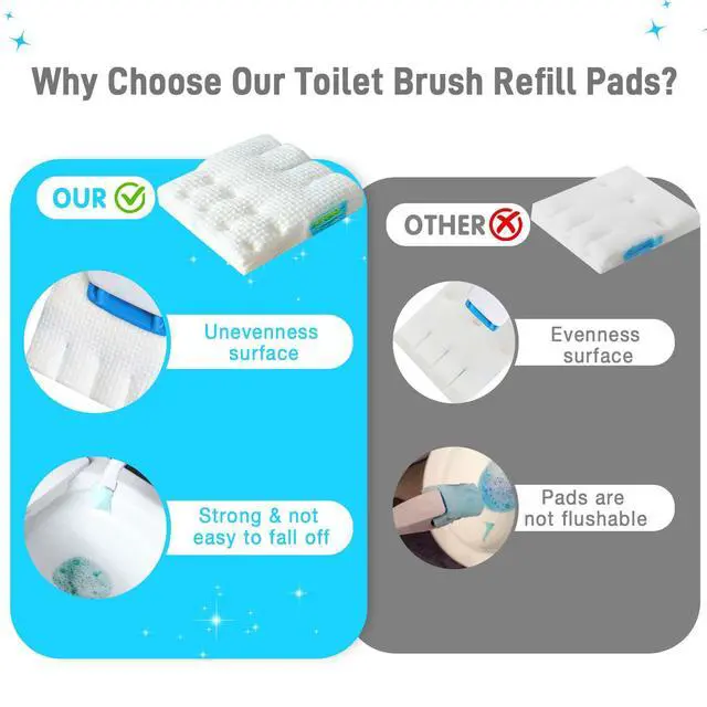 Alt view image 2 of 6 - Toilet Cleaner Refill Pads Ocean Scent Enhanced Odor Control 48 Count Toilet Scrubber Refill Clean Stains Disposable Toilet Brush Refill for Toilet and Bathroom