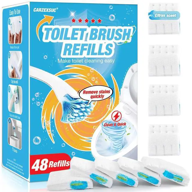 Main image of Toilet Cleaner Refill Pads Ocean Scent Enhanced Odor Control 48 Count Toilet Scrubber Refill Clean Stains Disposable Toilet Brush Refill for Toilet and Bathroom