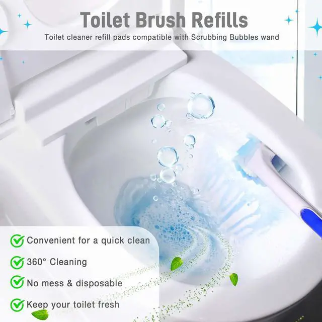 Alt view image 3 of 6 - Toilet Cleaner Refill Pads Ocean Scent Enhanced Odor Control 48 Count Toilet Scrubber Refill Clean Stains Disposable Toilet Brush Refill for Toilet and Bathroom