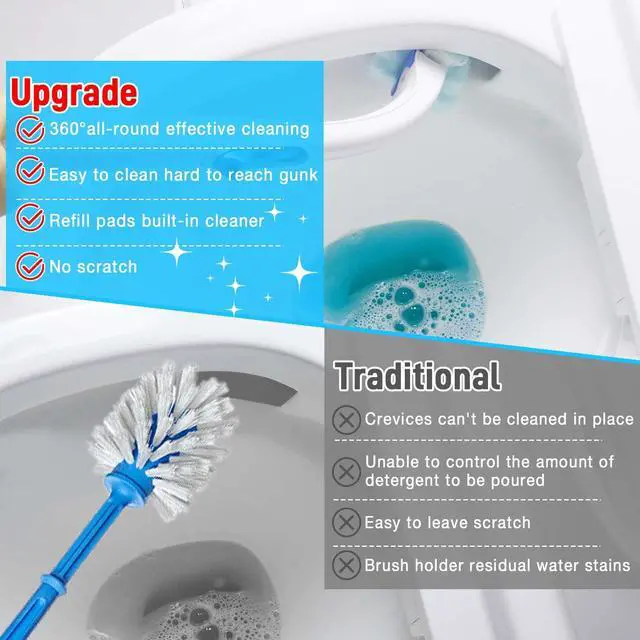 Alt view image 5 of 6 - Toilet Cleaner Refill Pads Ocean Scent Enhanced Odor Control 48 Count Toilet Scrubber Refill Clean Stains Disposable Toilet Brush Refill for Toilet and Bathroom