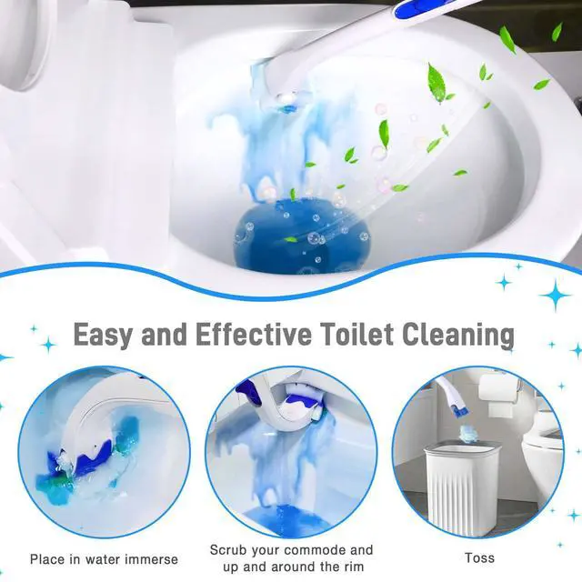 Alt view image 6 of 6 - Toilet Cleaner Refill Pads Ocean Scent Enhanced Odor Control 48 Count Toilet Scrubber Refill Clean Stains Disposable Toilet Brush Refill for Toilet and Bathroom
