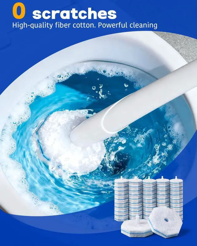 Alt view image 6 of 7 - 50 Pack Wand Refills Compatible with Clorox Toilet Brushes, Instant Foam Cleaning, Secure Lock No Slipping, Odor Neutralizing, Easy Snap-On Design