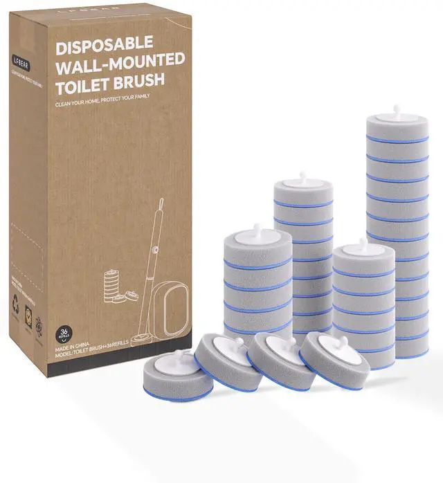 Main image of Disposable Toilet Cleaning System - Toilet Brush Kit with 36 High-Performance Refills, Wall Mounted Toilet Brush and Holder for Deep Cleaning Bathroom (36 Refills)