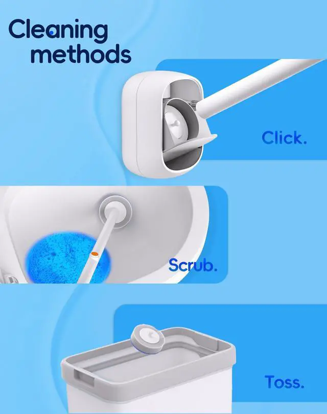 Alt view image 7 of 7 - Disposable Toilet Cleaning System - Toilet Brush Kit with 36 High-Performance Refills, Wall Mounted Toilet Brush and Holder for Deep Cleaning Bathroom (36 Refills)