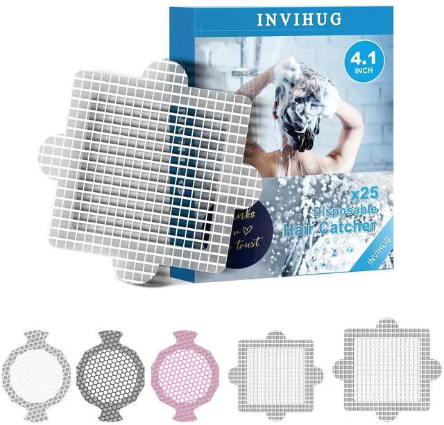 Main image of 25 Pack,Disposable Shower Drain Hair Catcher Mesh Stickers,Disposable Hair Drain Catcher6.1inch Square