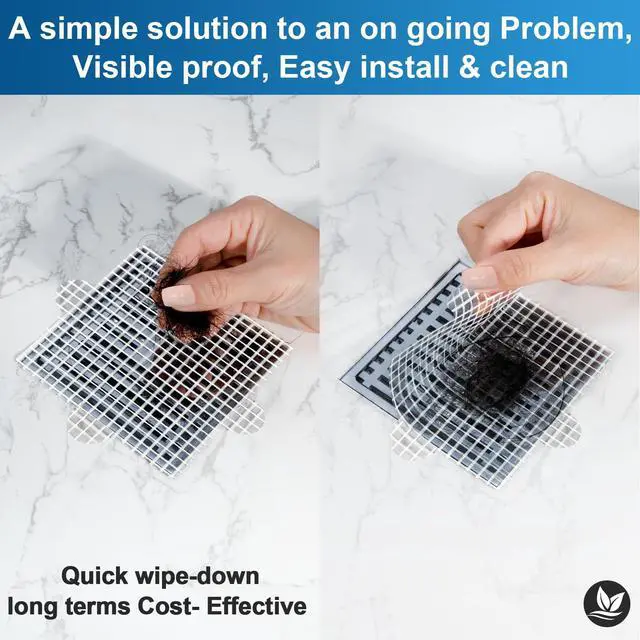 Alt view image 3 of 7 - 25 Pack,Disposable Shower Drain Hair Catcher Mesh Stickers,Disposable Hair Drain Catcher6.1inch Square