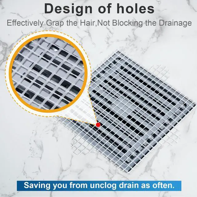 Alt view image 7 of 7 - 25 Pack,Disposable Shower Drain Hair Catcher Mesh Stickers,Disposable Hair Drain Catcher6.1inch Square