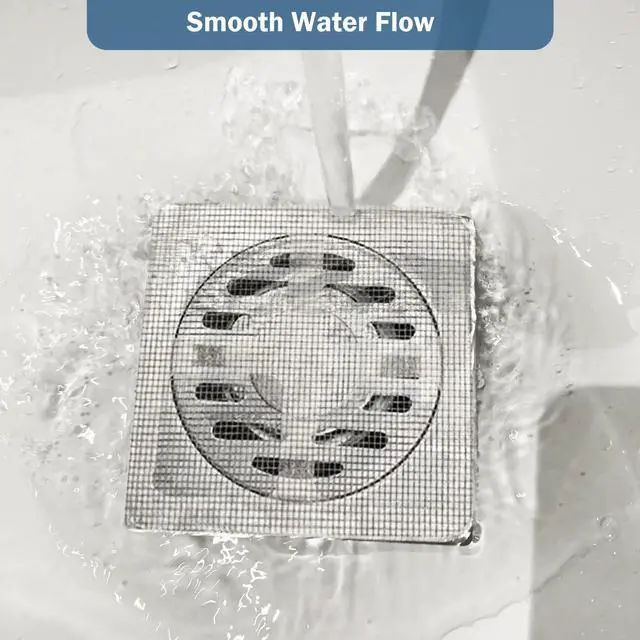 Alt view image 7 of 7 - 10Pcs Shower Drain Hair Catcher, Disposable Drain Stickers, Fine Mesh Freely Trimmable Drain Cover for Bathroom Tub Sink Kitchen