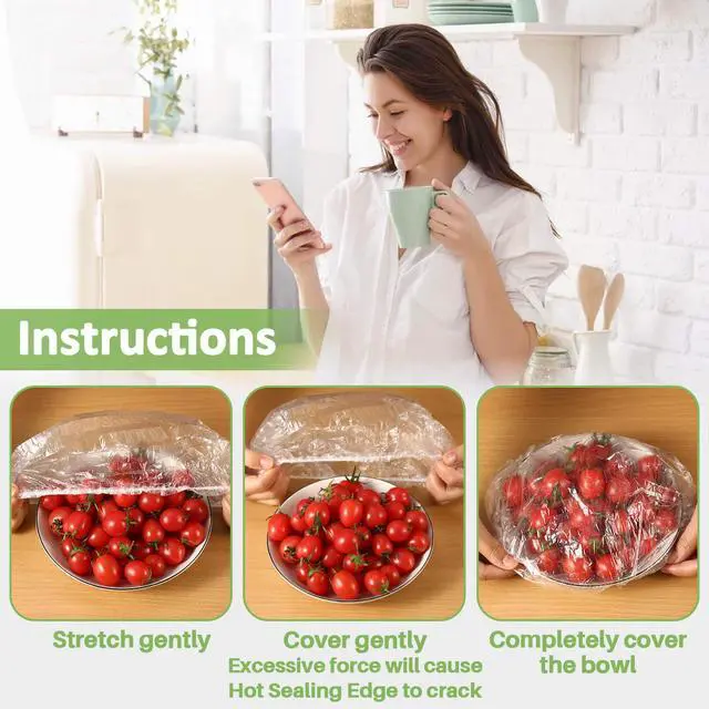 Alt view image 5 of 7 - 100 Bowl Covers Bread Proofing - Extra Large Plastic Wrap for Food