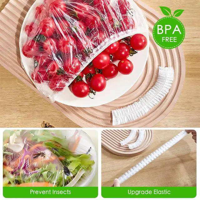 Alt view image 3 of 7 - Bowl Covers Elastic - 100 Count - Reusable Plastic Bowl Covers - Covers 4-9 Inch Bowls/Plate, Flexible Food Cover, Multi-Purpose Kitchen Outdoor Must-Have