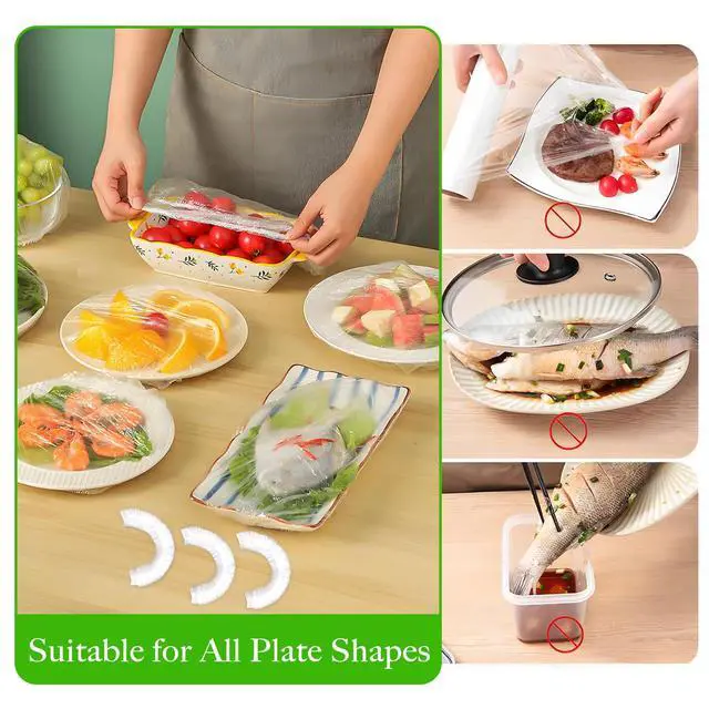 Alt view image 5 of 7 - Bowl Covers Elastic - 100 Count - Reusable Plastic Bowl Covers - Covers 4-9 Inch Bowls/Plate, Flexible Food Cover, Multi-Purpose Kitchen Outdoor Must-Have