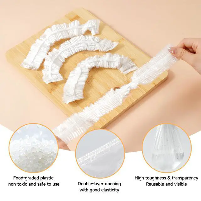 Alt view image 4 of 7 - 100 PCS Extra Large Plastic Bowl Covers With Storage Bag, Elastic Food Cover Stretch for Half Sheet Pans, Baking Trays, Bowls up to 20", Bowl Covers for Bread Proofing Food Fresh Keeping