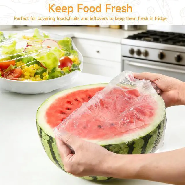 Alt view image 6 of 7 - 100 PCS Extra Large Plastic Bowl Covers With Storage Bag, Elastic Food Cover Stretch for Half Sheet Pans, Baking Trays, Bowls up to 20", Bowl Covers for Bread Proofing Food Fresh Keeping