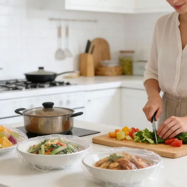 Alt view image 6 of 7 - 100 Pcs Plastic Bowl Covers for Bread Proofing, bulk fermentation bowl with cover, Large Elastic disposable Wrap for Food,Storage Baking Rising Keep Food Fresh,Safe materials