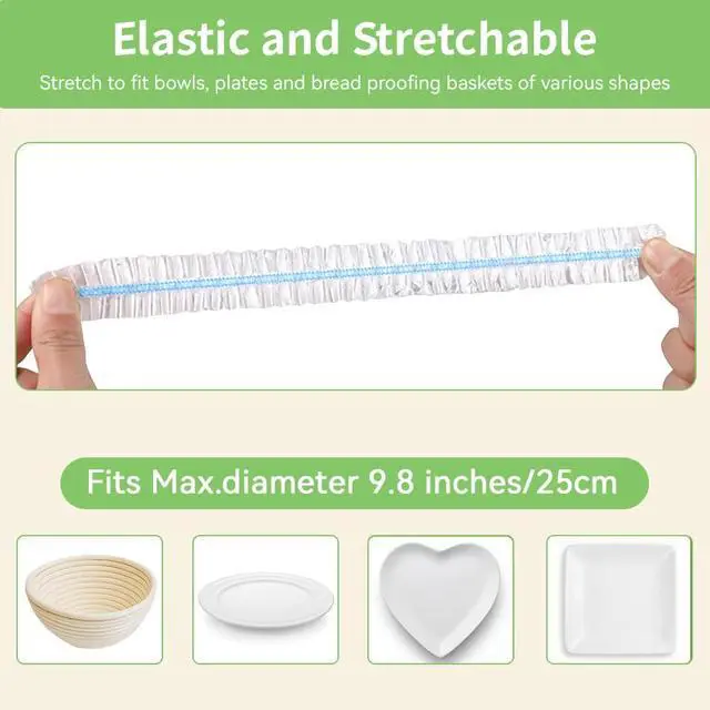 Alt view image 2 of 7 - Plastic Bowl Covers, 200 PCS PE Food Grade Food Covers, Elastic Bowl Covers for Bread Proofing, Reusable Plate Dish Cover, Stretchable Fresh Keeping Bags for Food Storage