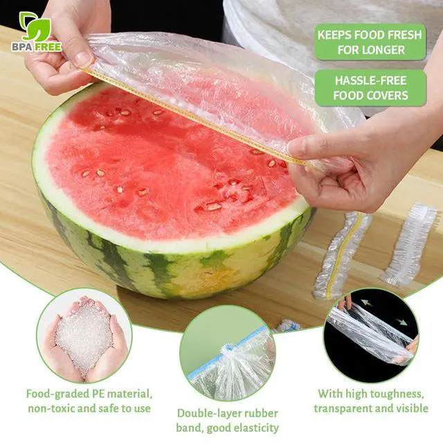 Alt view image 3 of 7 - Plastic Bowl Covers, 200 PCS PE Food Grade Food Covers, Elastic Bowl Covers for Bread Proofing, Reusable Plate Dish Cover, Stretchable Fresh Keeping Bags for Food Storage