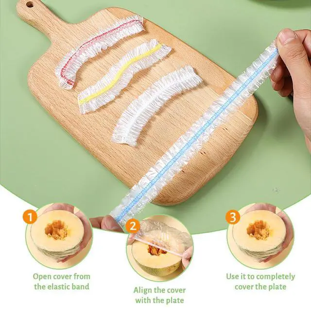 Alt view image 7 of 7 - Plastic Bowl Covers, 200 PCS PE Food Grade Food Covers, Elastic Bowl Covers for Bread Proofing, Reusable Plate Dish Cover, Stretchable Fresh Keeping Bags for Food Storage