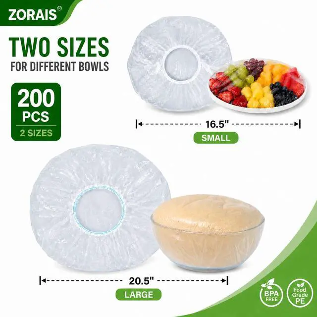Alt view image 2 of 7 - ZORAIS 200PCS Plastic Bowl Covers, 2 Sizes Bowl Covers for Bread Proofing