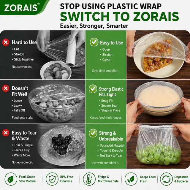 Alt view image 6 of 7 - ZORAIS 200PCS Plastic Bowl Covers, 2 Sizes Bowl Covers for Bread Proofing