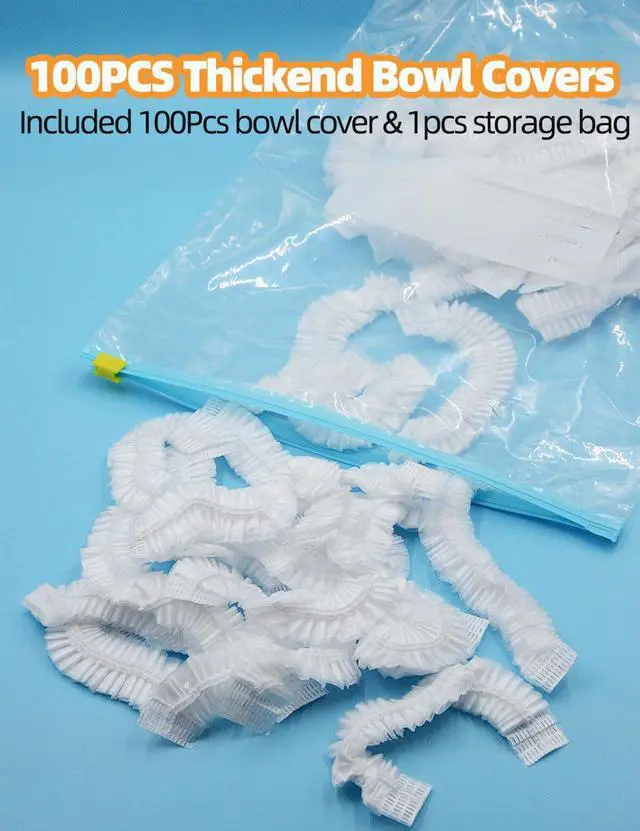 Alt view image 2 of 7 - 100Pcs Bowl Covers for Bread Proofing, Thickend Large Bowl Dish Plate Cover, Sourdough Bread Baking Supplies, Shower Caps, Food Fruit Fresh Keeping Storage Accessories, BPA Free, Food Grade