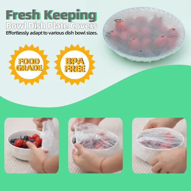 Alt view image 4 of 7 - 100Pcs Bowl Covers for Bread Proofing, Thickend Large Bowl Dish Plate Cover, Sourdough Bread Baking Supplies, Shower Caps, Food Fruit Fresh Keeping Storage Accessories, BPA Free, Food Grade