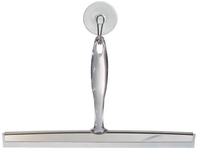 Main image of Zia Metal and Plastic Bathroom Squeegee for Shower, Glass Doors, Floors, Mirrors, with Suction Hook Holder , 12 Inches, Clear and Stainless Steel