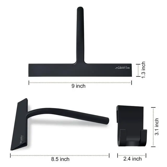Alt view image 2 of 6 - Silicone Rubber Blade Shower Squeegee 9" in Width Window & Car Squeegee for Shower, Glass, Window (Black, 9 Inches)
