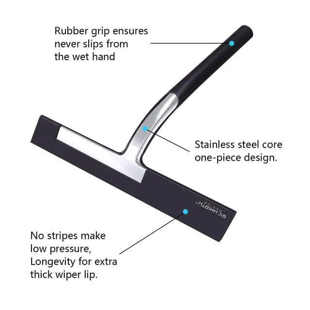Alt view image 3 of 6 - Silicone Rubber Blade Shower Squeegee 9" in Width Window & Car Squeegee for Shower, Glass, Window (Black, 9 Inches)