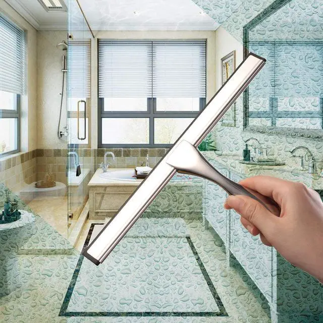 Alt view image 3 of 7 - All-Purpose Shower Squeegee for Shower Doors, Bathroom, Window and Car Glass - Stainless Steel, 14 Inches