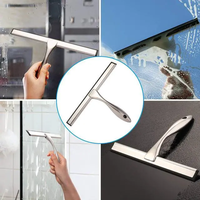 Alt view image 7 of 7 - All-Purpose Shower Squeegee for Shower Doors, Bathroom, Window and Car Glass - Stainless Steel, 14 Inches