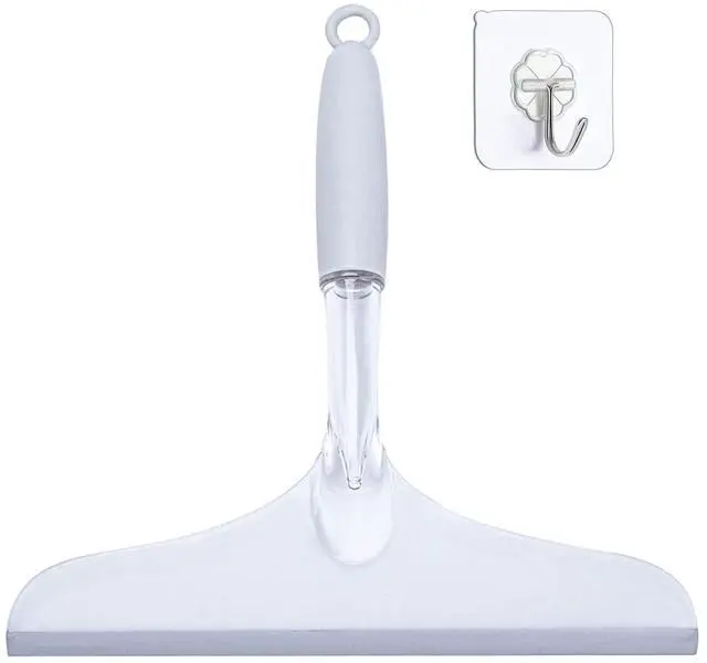Main image of Shower Squeegee for Bathroom Glass Doors and Mirror, 10'' Rubber Window Cleaner Tool, Clear Plastic Water Wiper for Car Windshield Cleaning