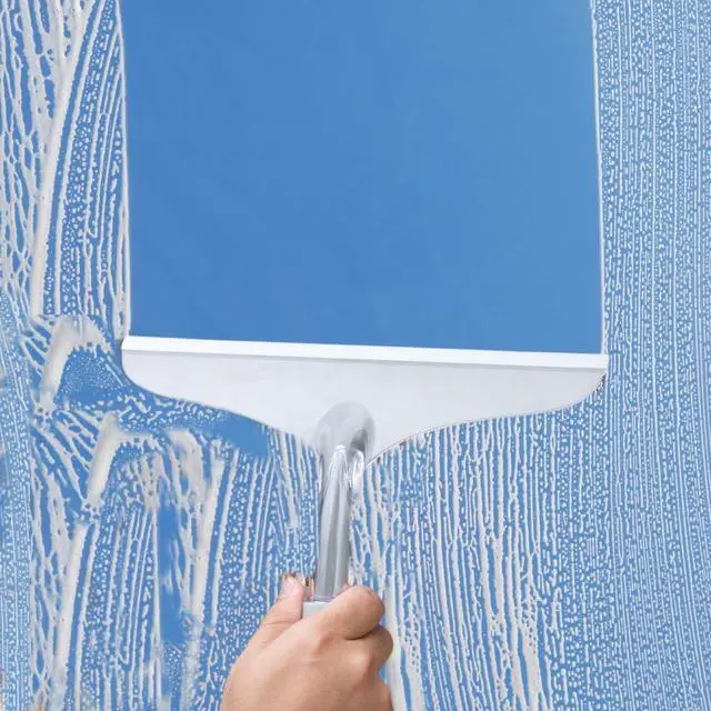Alt view image 2 of 7 - Shower Squeegee for Bathroom Glass Doors and Mirror, 10'' Rubber Window Cleaner Tool, Clear Plastic Water Wiper for Car Windshield Cleaning