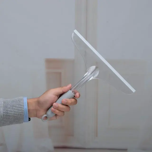 Alt view image 6 of 7 - Shower Squeegee for Bathroom Glass Doors and Mirror, 10'' Rubber Window Cleaner Tool, Clear Plastic Water Wiper for Car Windshield Cleaning